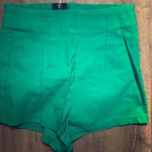 High rise bright green shorts